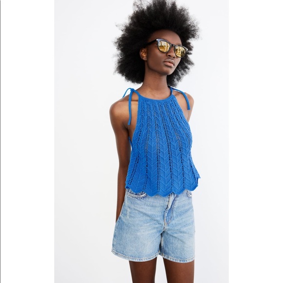 NWT ZARA Crochet💙Openwork knit top💙 - Picture 3 of 16